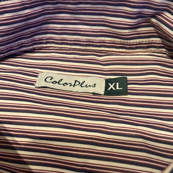 COLOR PLUS Size XL Striped Button Down Long Sleeved Shirt - Picture 2 of 7